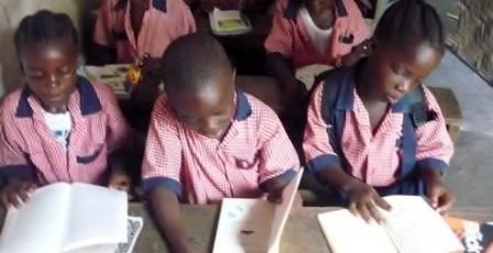 Children using donated books