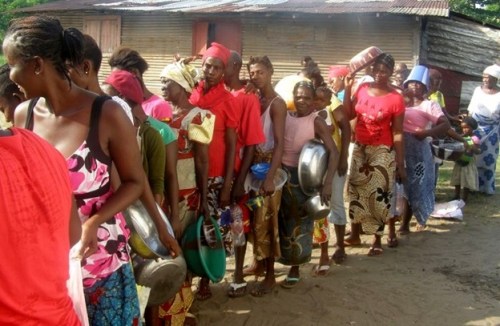 Community residents in line to receive food
