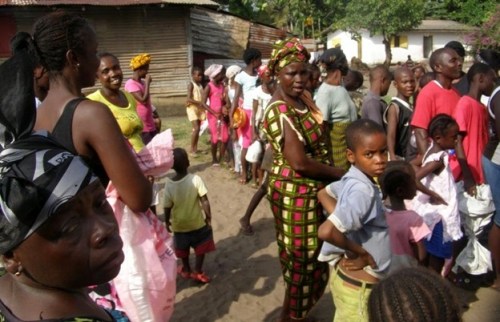 Waiting to receive their items