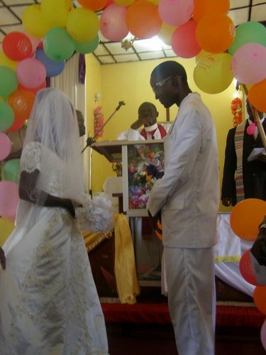 The Groom and the bride in the church