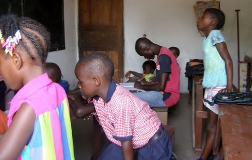 Kids in class with teacher