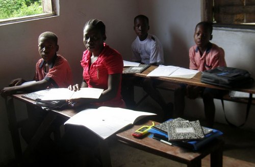 Grade-four kids in their class