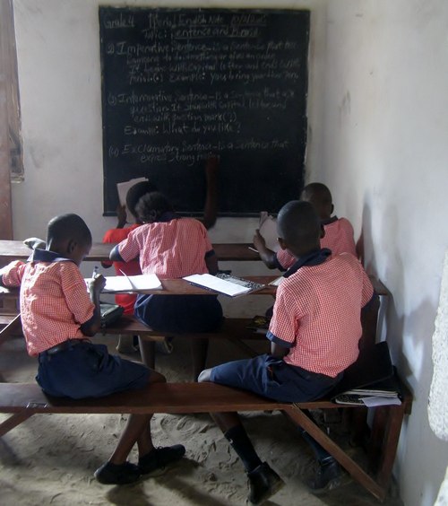 Kids sitting in the 5th grade class