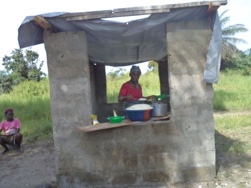 Kitchen with tarpaulin