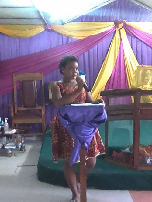 The guest speaker, Madam Mardea B. Remmie, speaking to the students