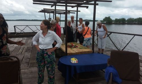 Visitors, along with Paul, at the Elizabeth Village and Resort